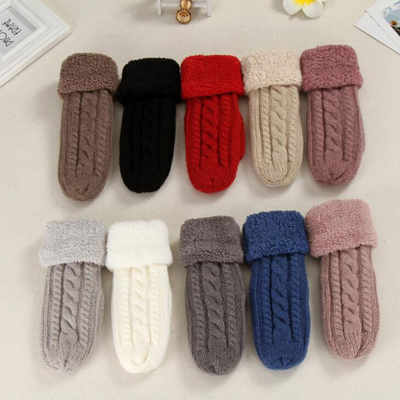 Women Wool Plus Velvet Mittens