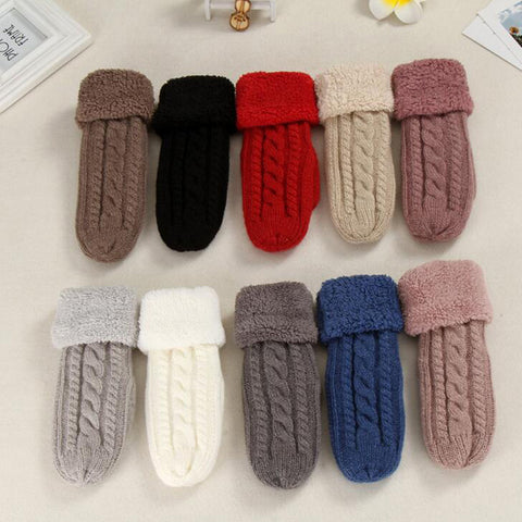 Women Wool Plus Velvet Mittens