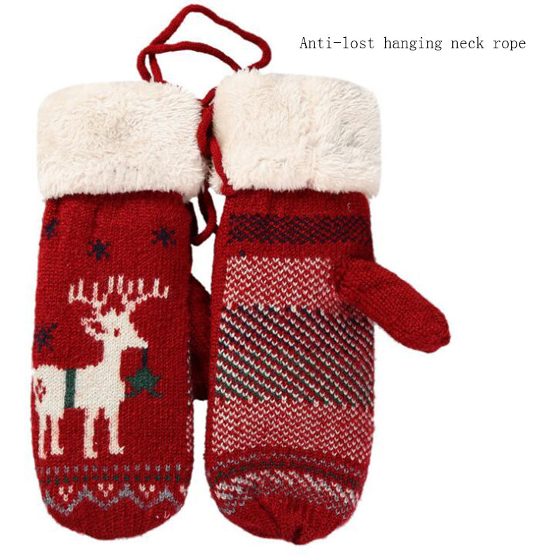 Cartoon Deer Wool Knitted Mittens