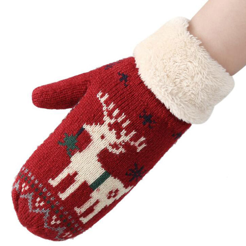 Cartoon Deer Wool Knitted Mittens