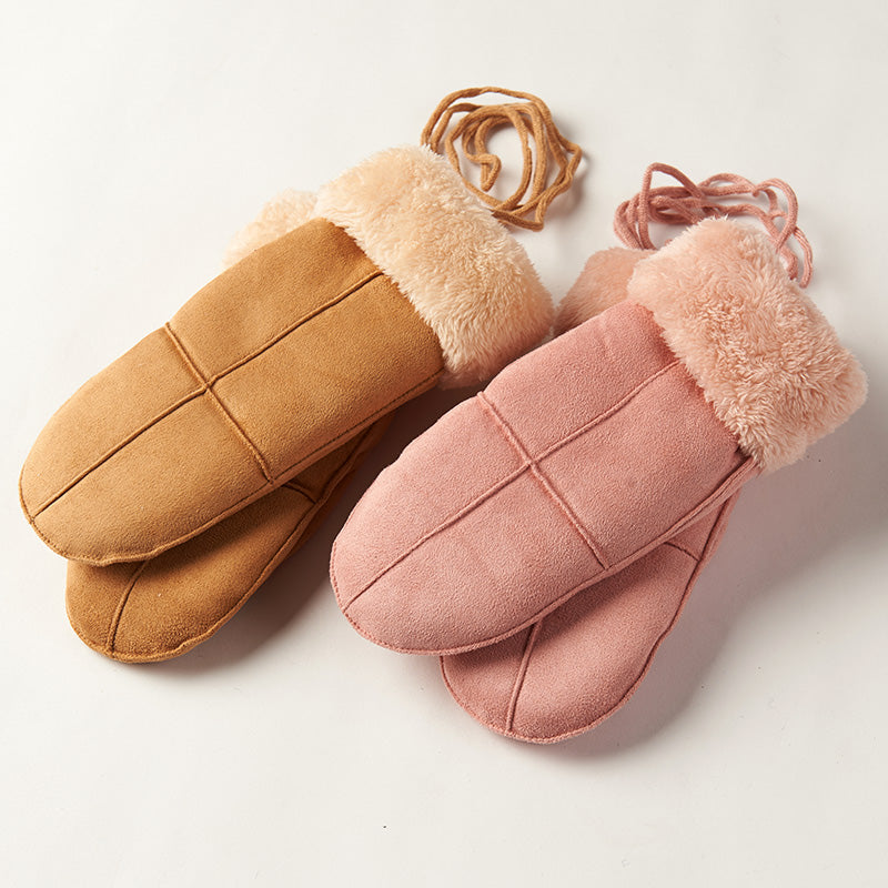 Suede Thick Rope Mittens