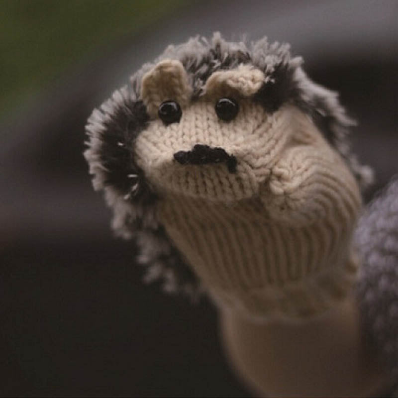 Cartoon Hedgehog Mittens