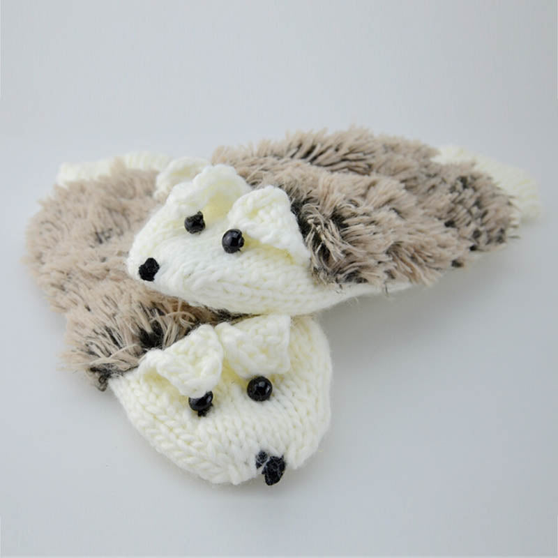 Cartoon Hedgehog Mittens