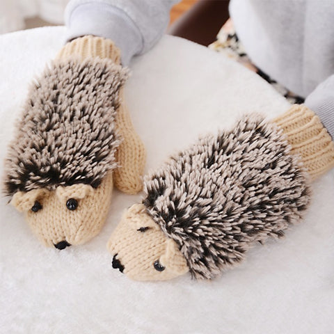 Cartoon Hedgehog Mittens