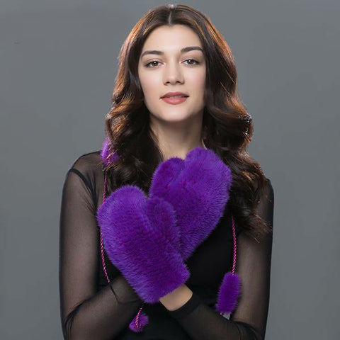 Natural Mink Fur Mittens