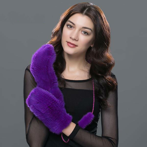 Natural Mink Fur Mittens