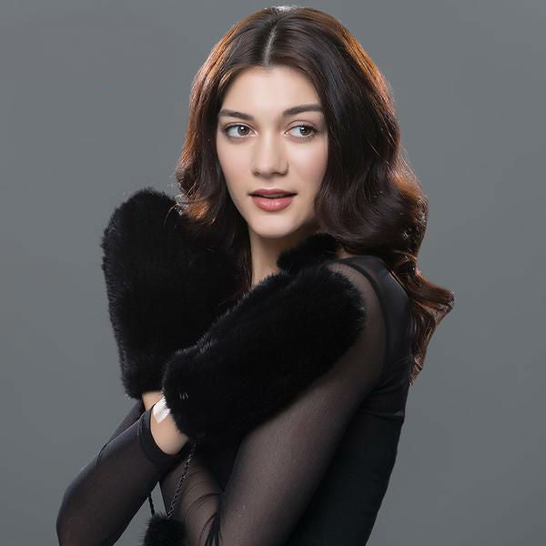 Natural Mink Fur Mittens