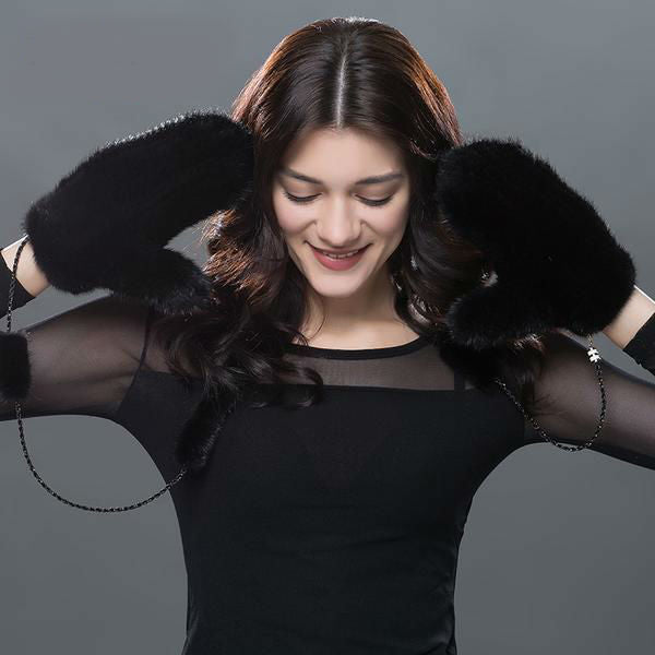 Natural Mink Fur Mittens
