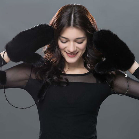 Natural Mink Fur Mittens