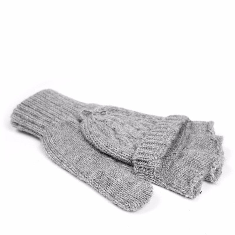 Women Woolen Solid Fingerless Gloves