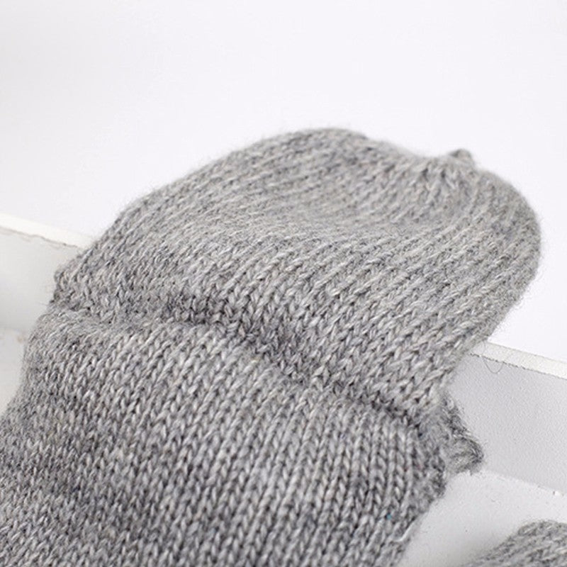 Women Woolen Solid Fingerless Gloves