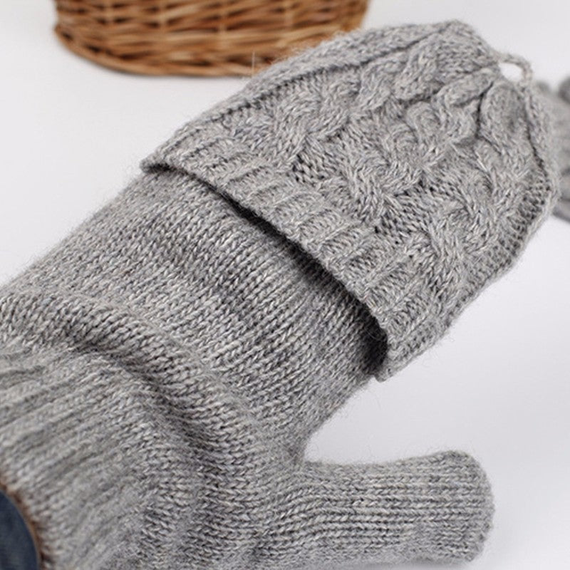 Women Woolen Solid Fingerless Gloves