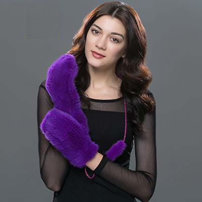 Natural Mink Fur Mittens