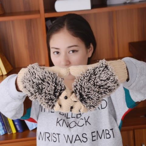 Cartoon Hedgehog Mittens