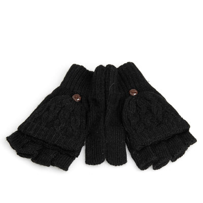 Women Woolen Solid Fingerless Gloves