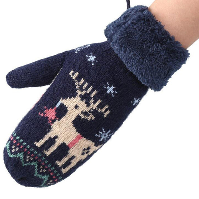 Cartoon Deer Wool Knitted Mittens