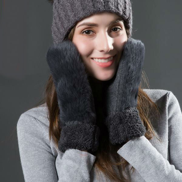 Fashion Knitted Velvet Mittens