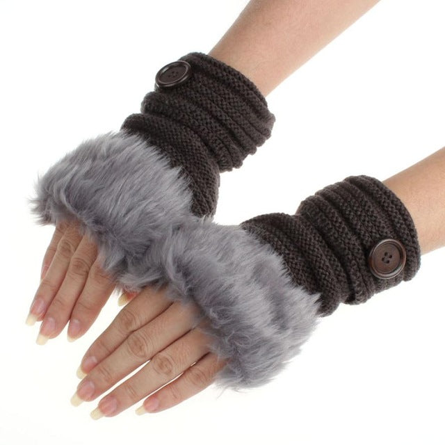 Stylish Button Fingerless Gloves