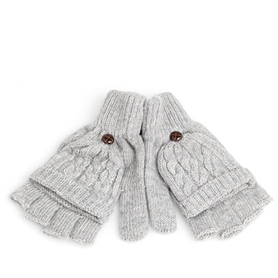 Women Woolen Solid Fingerless Gloves