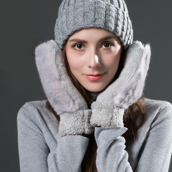 Fashion Knitted Velvet Mittens