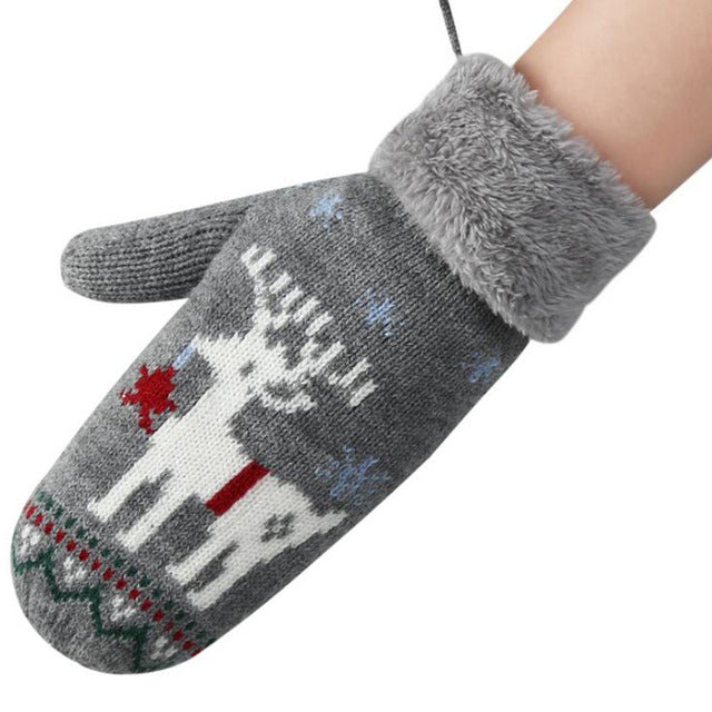 Cartoon Deer Wool Knitted Mittens