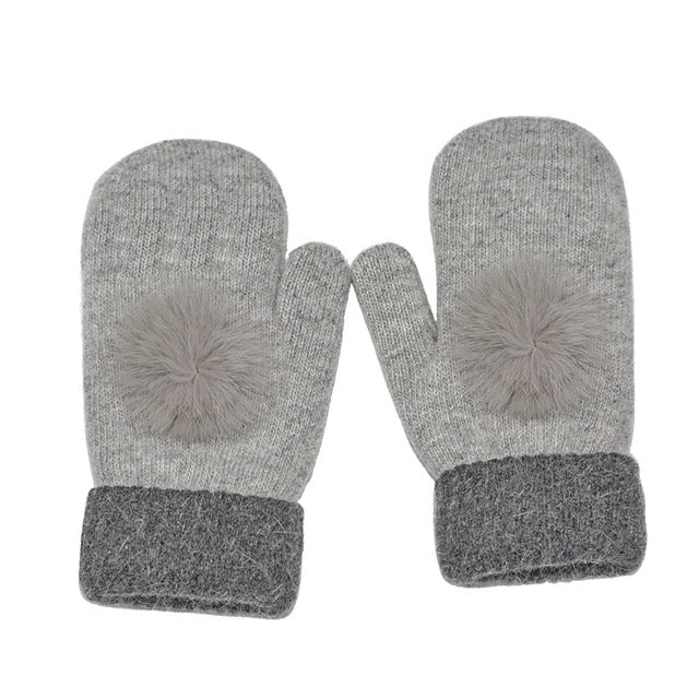 Delightful Pom Poms Mittens