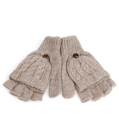 Women Woolen Solid Fingerless Gloves