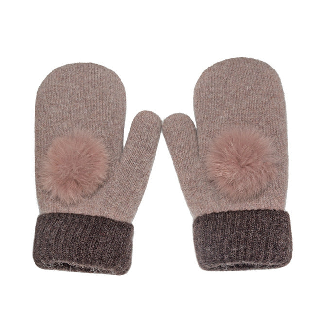 Delightful Pom Poms Mittens