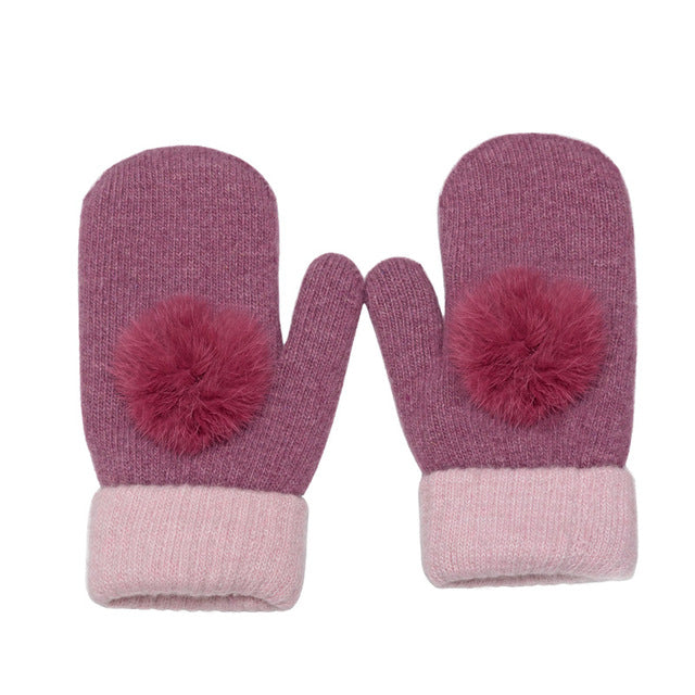 Delightful Pom Poms Mittens