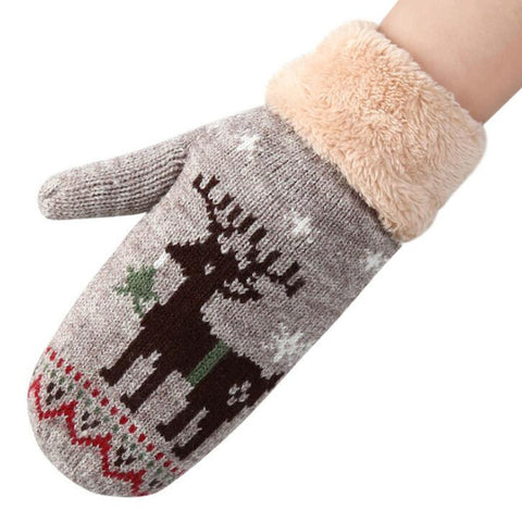 Cartoon Deer Wool Knitted Mittens