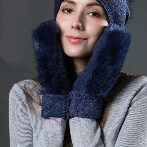 Fashion Knitted Velvet Mittens