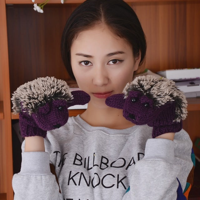 Cartoon Hedgehog Mittens