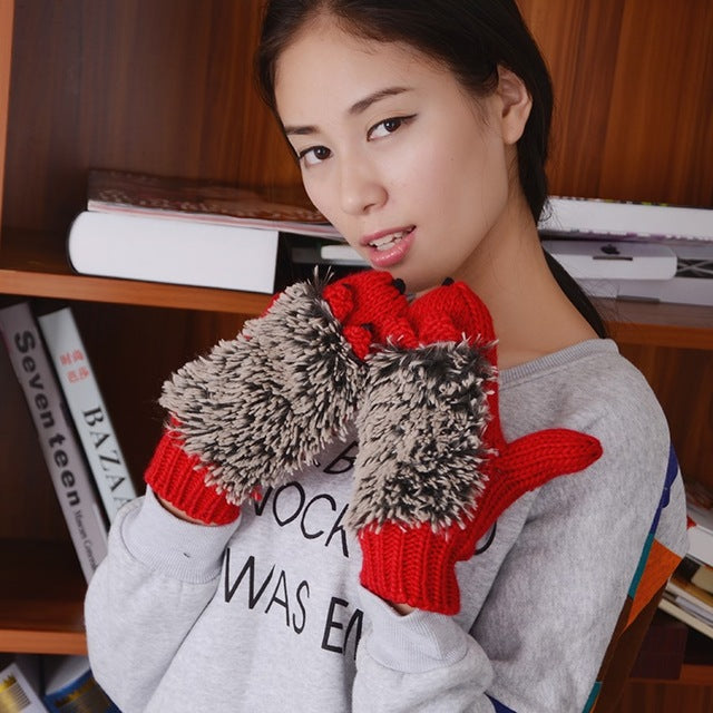 Cartoon Hedgehog Mittens