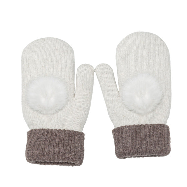 Delightful Pom Poms Mittens