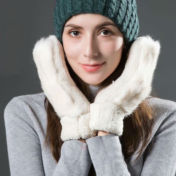 Fashion Knitted Velvet Mittens