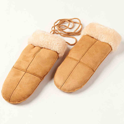 Suede Thick Rope Mittens